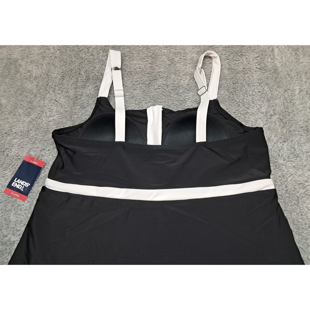 Lands End Swimsuit Womens SZ XL Zip Front Swim Dress Skirt Cover One Piece Black - Picture 6 of 11
